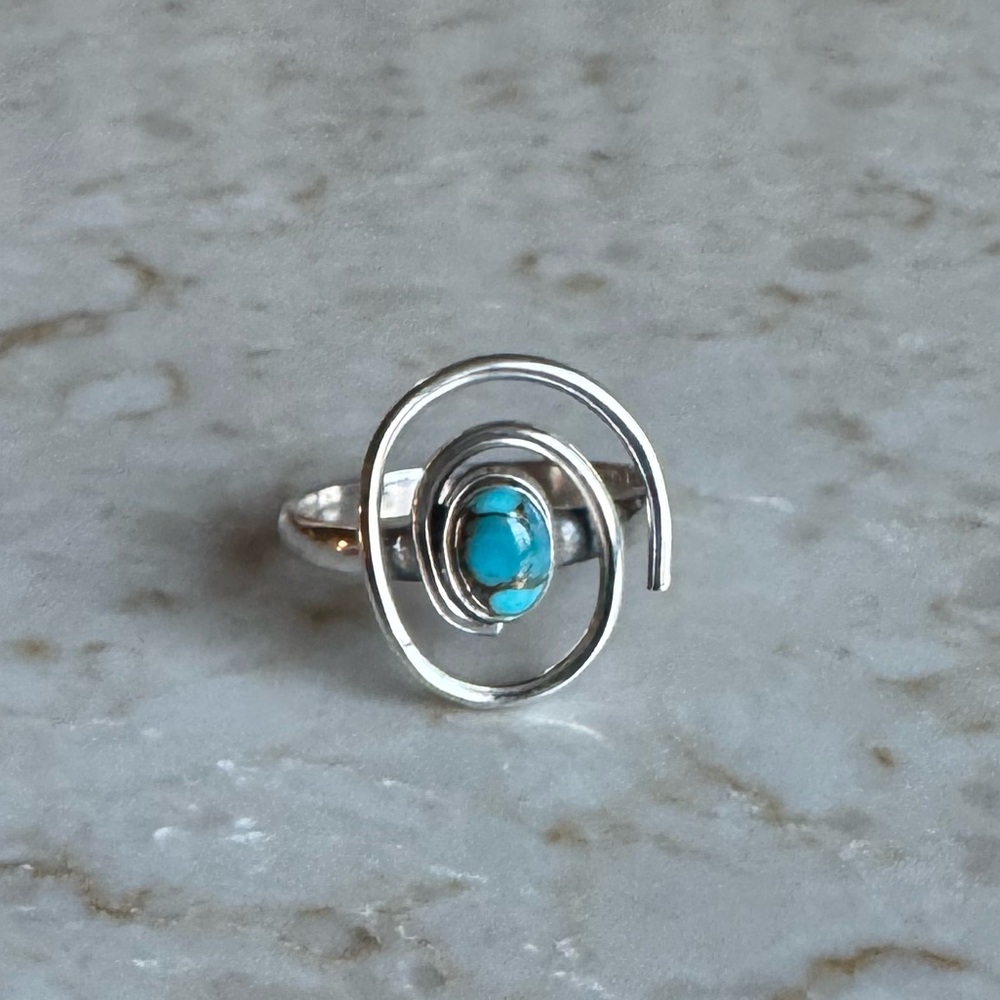 NWOT Sundance Sleeping Desert Circle Ring, Copper Turquoise, Sterling Silver